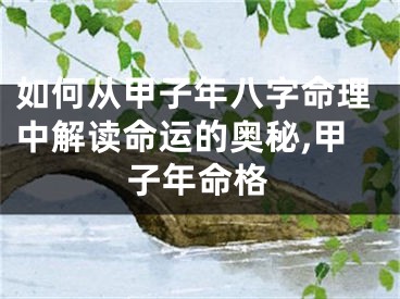 如何从甲子年八字命理中解读命运的奥秘,甲子年命格
