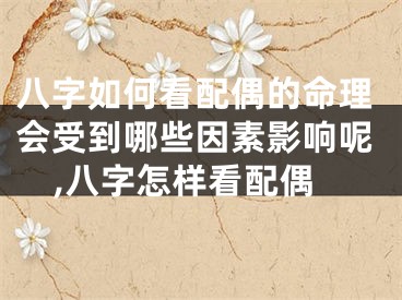 八字如何看配偶的命理会受到哪些因素影响呢,八字怎样看配偶