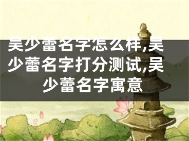 吴少蕾名字怎么样,吴少蕾名字打分测试,吴少蕾名字寓意