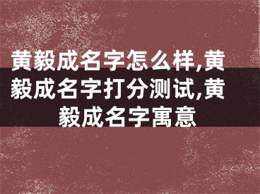 黄毅成名字怎么样,黄毅成名字打分测试,黄毅成名字寓意