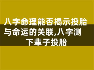 八字命理能否揭示投胎与命运的关联,八字测下辈子投胎
