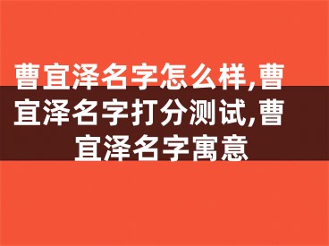 曹宜泽名字怎么样,曹宜泽名字打分测试,曹宜泽名字寓意
