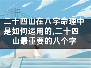 二十四山在八字命理中是如何运用的,二十四山最重要的八个字