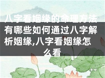 八字看姻缘的命理方法有哪些如何通过八字解析姻缘,八字看姻缘怎么看