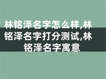 林铭泽名字怎么样,林铭泽名字打分测试,林铭泽名字寓意