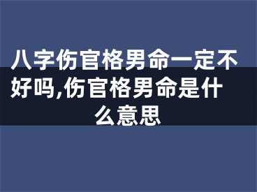 八字伤官格男命一定不好吗,伤官格男命是什么意思