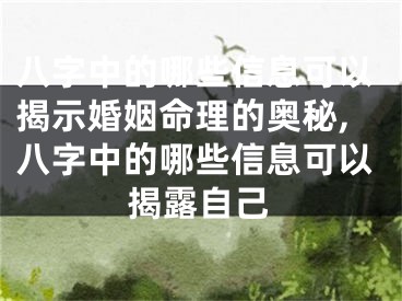 八字中的哪些信息可以揭示婚姻命理的奥秘,八字中的哪些信息可以揭露自己