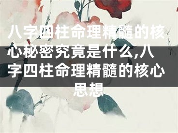 八字四柱命理精髓的核心秘密究竟是什么,八字四柱命理精髓的核心思想