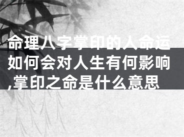 命理八字掌印的人命运如何会对人生有何影响,掌印之命是什么意思