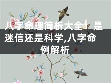八字命理简析大全：是迷信还是科学,八字命例解析