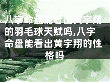八字命盘能看出黄宇翔的羽毛球天赋吗,八字命盘能看出黄宇翔的性格吗