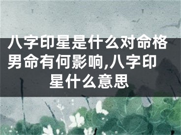 八字印星是什么对命格男命有何影响,八字印星什么意思