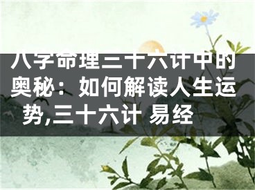 八字命理三十六计中的奥秘：如何解读人生运势,三十六计 易经