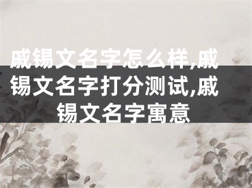 戚锡文名字怎么样,戚锡文名字打分测试,戚锡文名字寓意
