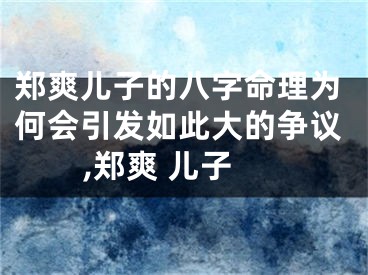 郑爽儿子的八字命理为何会引发如此大的争议,郑爽 儿子
