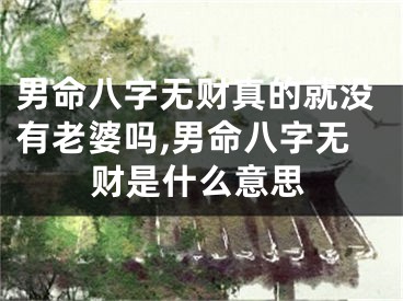 男命八字无财真的就没有老婆吗,男命八字无财是什么意思