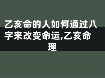 乙亥命的人如何通过八字来改变命运,乙亥命理
