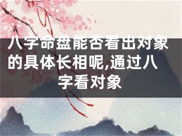 八字命盘能否看出对象的具体长相呢,通过八字看对象