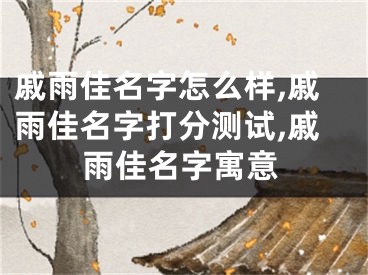 戚雨佳名字怎么样,戚雨佳名字打分测试,戚雨佳名字寓意
