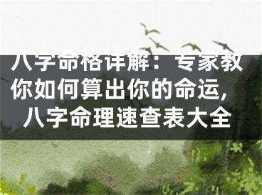 八字命格详解:专家教你如何算出你的命运,八字命理速查表大全