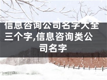 信息咨询公司名字大全三个字,信息咨询类公司名字