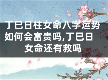 丁巳日柱女命八字运势如何会富贵吗,丁巳日女命还有救吗