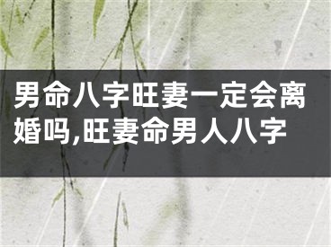 男命八字旺妻一定会离婚吗,旺妻命男人八字