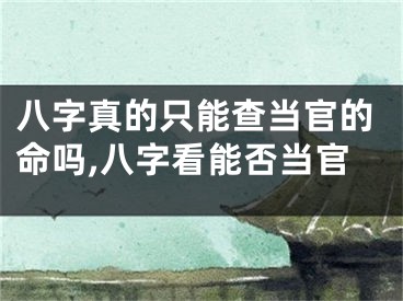 八字真的只能查当官的命吗,八字看能否当官