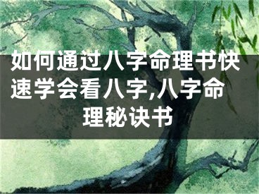 如何通过八字命理书快速学会看八字,八字命理秘诀书