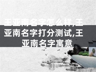 王亚南名字怎么样,王亚南名字打分测试,王亚南名字寓意