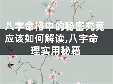 八字命格中的秘密究竟应该如何解读,八字命理实用秘籍