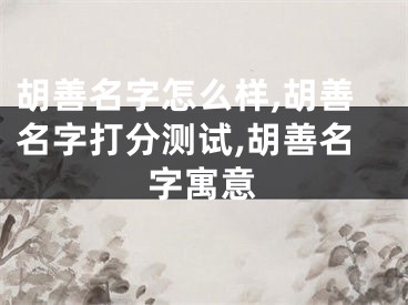 胡善名字怎么样,胡善名字打分测试,胡善名字寓意