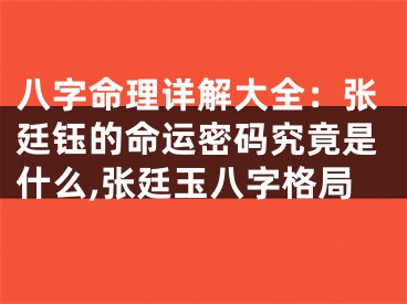 八字命理详解大全:张廷钰的命运密码究竟是什么,张廷玉八字格局