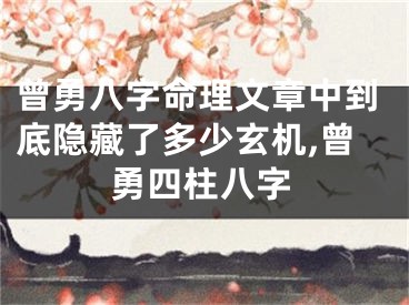曾勇八字命理文章中到底隐藏了多少玄机,曾勇四柱八字