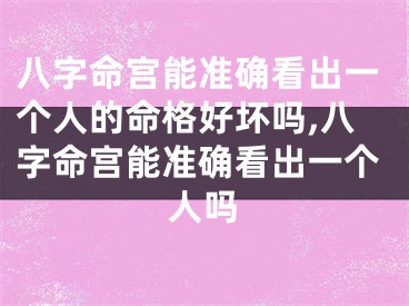 八字命宫能准确看出一个人的命格好坏吗,八字命宫能准确看出一个人吗