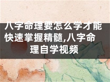 八字命理要怎么学才能快速掌握精髓,八字命理自学视频