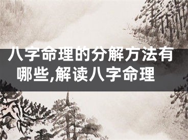 八字命理的分解方法有哪些,解读八字命理