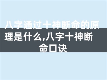 八字通过十神断命的原理是什么,八字十神断命口诀