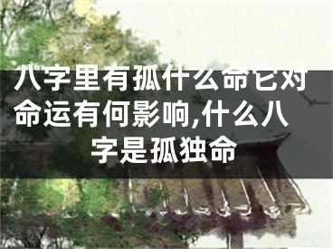 八字里有孤什么命它对命运有何影响,什么八字是孤独命