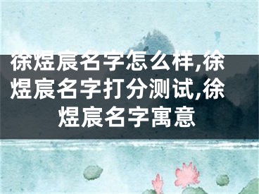 徐煜宸名字怎么样,徐煜宸名字打分测试,徐煜宸名字寓意