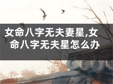 女命八字无夫妻星,女命八字无夫星怎么办