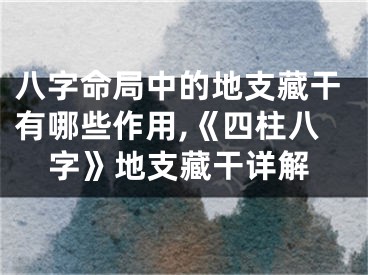 八字命局中的地支藏干有哪些作用,《四柱八字》地支藏干详解