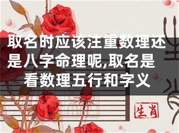 取名时应该注重数理还是八字命理呢,取名是看数理五行和字义