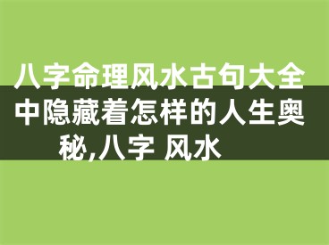八字命理风水古句大全中隐藏着怎样的人生奥秘,八字 风水