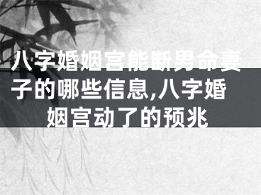 八字婚姻宫能断男命妻子的哪些信息,八字婚姻宫动了的预兆
