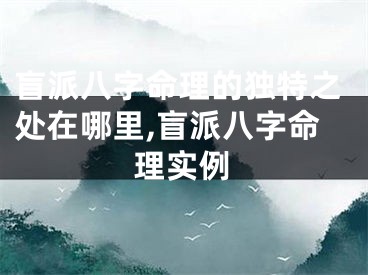 盲派八字命理的独特之处在哪里,盲派八字命理实例