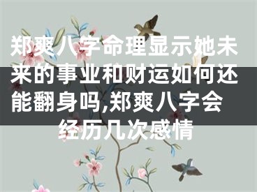 郑爽八字命理显示她未来的事业和财运如何还能翻身吗,郑爽八字会经历几次感情