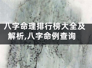八字命理排行榜大全及解析,八字命例查询