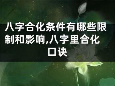 八字合化条件有哪些限制和影响,八字里合化口诀