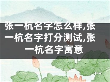 张一杭名字怎么样,张一杭名字打分测试,张一杭名字寓意